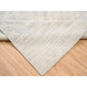 6'1"x11'10" Hand Spun Undyed Natural Wool Hand Knotted Ivory Modern Design Oriental Wide Gallery Size Runner Rug FWR380226