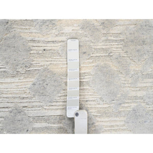 6'1"x11'10" Hand Spun Undyed Natural Wool Hand Knotted Ivory Modern Design Oriental Wide Gallery Size Runner Rug FWR380226