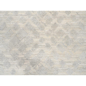 6'1"x11'10" Hand Spun Undyed Natural Wool Hand Knotted Ivory Modern Design Oriental Wide Gallery Size Runner Rug FWR380226
