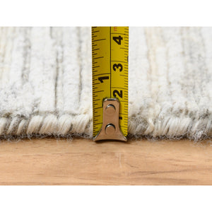 6'1"x11'10" Hand Spun Undyed Natural Wool Hand Knotted Ivory Modern Design Oriental Wide Gallery Size Runner Rug FWR380226
