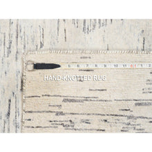 Load image into Gallery viewer, 6&#39;x9&#39; Undyed Natural Wool Ivory Tone On Tone Repetitive Curvilinear Design Hand Knotted Oriental Rug FWR380250