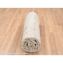 Load image into Gallery viewer, 11&#39;9&quot;x11&#39;9&quot; Tone On Tone Repetitive Curvilinear Design Hand Knotted Undyed Natural Wool Ivory Oriental Round Rug FWR380274