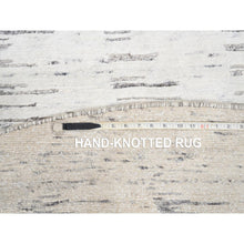 Load image into Gallery viewer, 11&#39;9&quot;x11&#39;9&quot; Tone On Tone Repetitive Curvilinear Design Hand Knotted Undyed Natural Wool Ivory Oriental Round Rug FWR380274