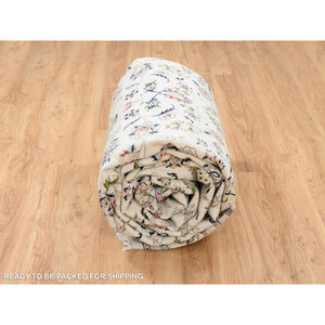 8'x16'2" Ivory Nain With Center Medallion Flower Design 250 Kpsi Wool Hand Knotted Oriental Wide Gallery Size Runner Rug FWR380370