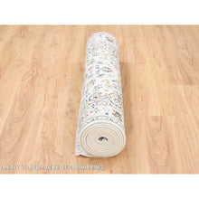 Load image into Gallery viewer, 4&#39;1&quot;x12&#39; Ivory Nain With Center Medallion Flower Design 250 Kpsi Wool Hand Knotted Oriental Wide Runner Rug FWR380394