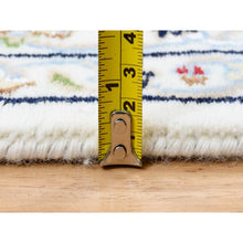 Load image into Gallery viewer, 4&#39;1&quot;x12&#39; Ivory Nain With Center Medallion Flower Design 250 Kpsi Wool Hand Knotted Oriental Wide Runner Rug FWR380394