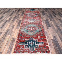 Load image into Gallery viewer, 2&#39;7&quot;x9&#39;3&quot; Ajax Red, Vintage Northwest Persian with Large Medallions Design, Shaved Down, Zero Pile, Distressed, Abrash, Sides and Ends Professionally Secured, Hand Knotted, Pure Wool, Runner, Oriental Rug Sh633 FWR3798