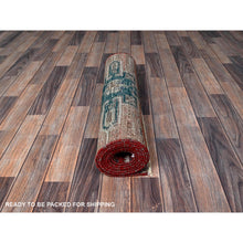 Load image into Gallery viewer, 2&#39;7&quot;x9&#39;3&quot; Ajax Red, Vintage Northwest Persian with Large Medallions Design, Shaved Down, Zero Pile, Distressed, Abrash, Sides and Ends Professionally Secured, Hand Knotted, Pure Wool, Runner, Oriental Rug Sh633 FWR3798