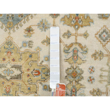 Load image into Gallery viewer, 6&#39;1&quot;x6&#39;1&quot; Hand Knotted Ivory With Soft Colors Karajeh Design Soft Pure Wool Oriental Round Rug FWR380514