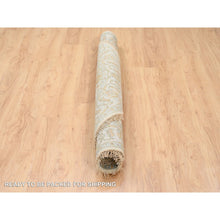 Load image into Gallery viewer, 6&#39;1&quot;x6&#39;1&quot; Hand Knotted Ivory With Soft Colors Karajeh Design Soft Pure Wool Oriental Round Rug FWR380514