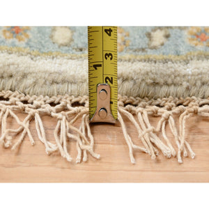 6'1"x6'1" Hand Knotted Ivory With Soft Colors Karajeh Design Soft Pure Wool Oriental Round Rug FWR380514