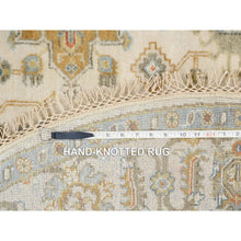 Load image into Gallery viewer, 6&#39;1&quot;x6&#39;1&quot; Hand Knotted Ivory With Soft Colors Karajeh Design Soft Pure Wool Oriental Round Rug FWR380514