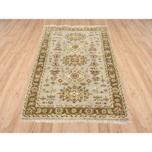 Load image into Gallery viewer, 3&#39;2&quot;x5&#39; Light Gray Karajeh Design With Tribal Medallions Hand Knotted Pure Wool Oriental Rug FWR380664