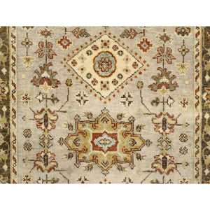 3'2"x5' Light Gray Karajeh Design With Tribal Medallions Hand Knotted Pure Wool Oriental Rug FWR380664