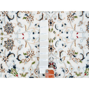 2'8"x10'1" Nain With All Over Flower Design 250 Kpsi Wool Hand Knotted Ivory Oriental Runner Rug FWR380712