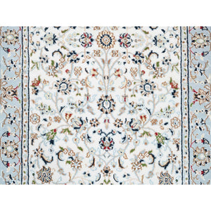 2'8"x10'1" Nain With All Over Flower Design 250 Kpsi Wool Hand Knotted Ivory Oriental Runner Rug FWR380712