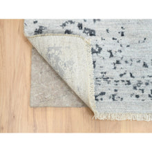 Load image into Gallery viewer, 8&#39;x8&#39; Hand Knotted Silver Gray Erased Persian Design Wool And Pure Silk Oriental Square Rug FWR380730