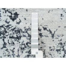 Load image into Gallery viewer, 8&#39;x8&#39; Hand Knotted Silver Gray Erased Persian Design Wool And Pure Silk Oriental Square Rug FWR380730