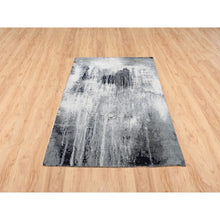 Load image into Gallery viewer, 4&#39;1&quot;x6&#39; Gray With Touches Of Ivory Abstract Design Wool And Silk Hand Knotted Oriental Rug FWR380772