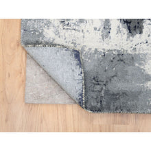 Load image into Gallery viewer, 4&#39;1&quot;x6&#39; Gray With Touches Of Ivory Abstract Design Wool And Silk Hand Knotted Oriental Rug FWR380772