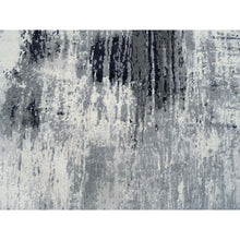 Load image into Gallery viewer, 4&#39;1&quot;x6&#39; Gray With Touches Of Ivory Abstract Design Wool And Silk Hand Knotted Oriental Rug FWR380772