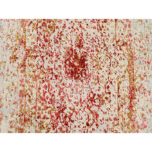 Load image into Gallery viewer, 2&#39;6&quot;x8&#39; Pink Persian Erased Medallion Design Wool And Pure Silk Hand Knotted Oriental Runner Rug FWR380778