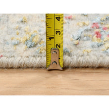 Load image into Gallery viewer, 2&#39;6&quot;x8&#39; Pink Persian Erased Medallion Design Wool And Pure Silk Hand Knotted Oriental Runner Rug FWR380778