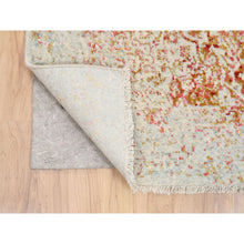 Load image into Gallery viewer, 4&#39;x11&#39;9&quot; Hand Knotted Pink Persian Erased Medallion Design Wool And Pure Silk Oriental Wide Runner Rug FWR380796