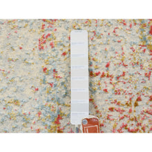Load image into Gallery viewer, 4&#39;x11&#39;9&quot; Hand Knotted Pink Persian Erased Medallion Design Wool And Pure Silk Oriental Wide Runner Rug FWR380796