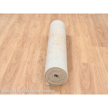 Load image into Gallery viewer, 4&#39;x11&#39;9&quot; Hand Knotted Pink Persian Erased Medallion Design Wool And Pure Silk Oriental Wide Runner Rug FWR380796