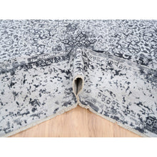 Load image into Gallery viewer, 12&#39;x12&#39; Silver Gray Erased Persian Design Wool And Pure Silk Hand Knotted Oriental Square Rug FWR380802