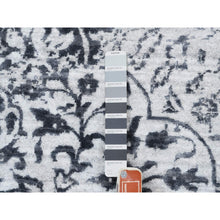 Load image into Gallery viewer, 12&#39;x12&#39; Silver Gray Erased Persian Design Wool And Pure Silk Hand Knotted Oriental Square Rug FWR380802