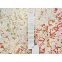 Load image into Gallery viewer, 9&#39;8&quot;x9&#39;8&quot; Wool And Pure Silk Hand Knotted Pink Persian Erased Medallion Design Oriental Round Rug FWR380808