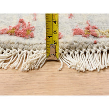 Load image into Gallery viewer, 9&#39;8&quot;x9&#39;8&quot; Wool And Pure Silk Hand Knotted Pink Persian Erased Medallion Design Oriental Round Rug FWR380808