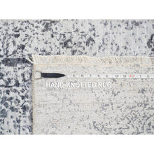 Load image into Gallery viewer, 2&#39;6&quot;x5&#39;10&quot; Wool And Pure Silk Hand Knotted Silver Gray Erased Persian Design Oriental Runner Rug FWR380850