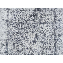 Load image into Gallery viewer, 2&#39;6&quot;x6&#39; Hand Knotted Silver Gray Erased Persian Design Wool And Pure Silk Oriental Runner Rug FWR380856