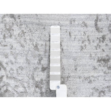 Load image into Gallery viewer, 11&#39;9&quot;x11&#39;9&quot; Hand Knotted Silver Gray Broken Persian Design Wool And Pure Silk Oriental Round Rug FWR380862