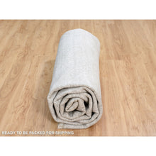 Load image into Gallery viewer, 11&#39;9&quot;x11&#39;9&quot; Hand Knotted Silver Gray Broken Persian Design Wool And Pure Silk Oriental Round Rug FWR380862