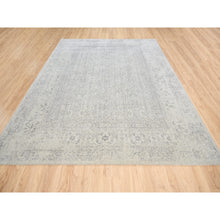 Load image into Gallery viewer, 8&#39;x10&#39;1&quot; Beige Wool And Plant Based Silk Hand Loomed Fine Jacquard With Erased Design Oriental Rug FWR380874