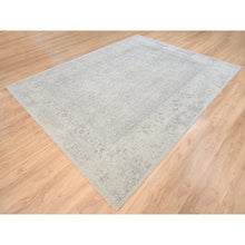 Load image into Gallery viewer, 8&#39;x10&#39;1&quot; Beige Wool And Plant Based Silk Hand Loomed Fine Jacquard With Erased Design Oriental Rug FWR380874