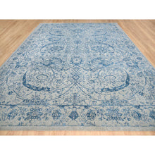 Load image into Gallery viewer, 11&#39;10&quot;x15&#39; Hand Loomed Gray Fine Jacquard With Sickle Leaf Design Wool And Plant Based Silk Oriental Oversized Rug FWR380880