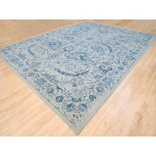 Load image into Gallery viewer, 11&#39;10&quot;x15&#39; Hand Loomed Gray Fine Jacquard With Sickle Leaf Design Wool And Plant Based Silk Oriental Oversized Rug FWR380880