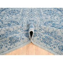 Load image into Gallery viewer, 11&#39;10&quot;x15&#39; Hand Loomed Gray Fine Jacquard With Sickle Leaf Design Wool And Plant Based Silk Oriental Oversized Rug FWR380880
