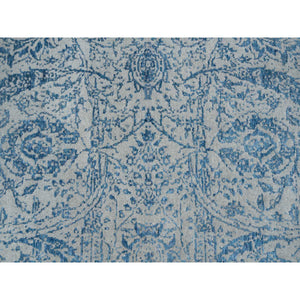 11'10"x15' Hand Loomed Gray Fine Jacquard With Sickle Leaf Design Wool And Plant Based Silk Oriental Oversized Rug FWR380880