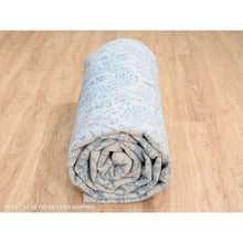 Load image into Gallery viewer, 11&#39;10&quot;x15&#39; Hand Loomed Gray Fine Jacquard With Sickle Leaf Design Wool And Plant Based Silk Oriental Oversized Rug FWR380880