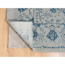Load image into Gallery viewer, 10&#39;x10&#39; Gray Fine Jacquard with Sickle Leaf Design Wool and Plant Based Silk Hand Loomed Oriental Square Rug FWR380886