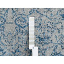 Load image into Gallery viewer, 10&#39;x10&#39; Gray Fine Jacquard With Sickle Leaf Design Wool And Plant Based Silk Hand Loomed Oriental Square Rug FWR380886