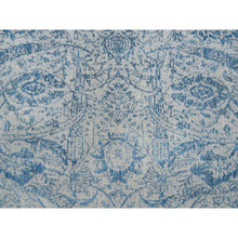 Load image into Gallery viewer, 10&#39;x10&#39; Gray Fine Jacquard with Sickle Leaf Design Wool and Plant Based Silk Hand Loomed Oriental Square Rug FWR380886
