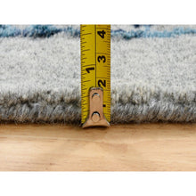 Load image into Gallery viewer, 10&#39;x10&#39; Gray Fine Jacquard With Sickle Leaf Design Wool And Plant Based Silk Hand Loomed Oriental Square Rug FWR380886