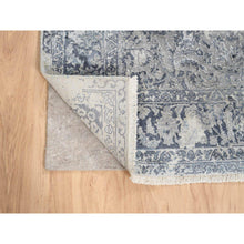 Load image into Gallery viewer, 3&#39;10&quot;x6&#39; Gray Broken Kashan Design Wool With Pure Silk Hand Knotted Oriental Rug FWR380898